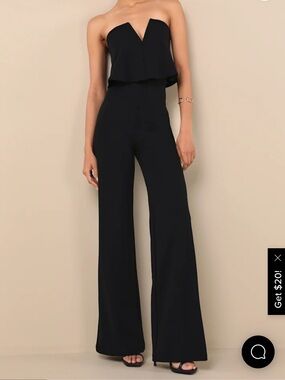 Lulu's Black Strapless Wide-Leg Jumpsuit